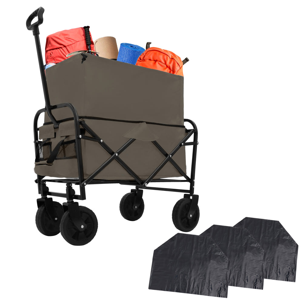 Minimeetall Multi-use Bag,Collapsible Foldable Wagon Cart Beach Wagon Heavy Duty Utility Cart Utility Wagon Grocery Cart for for Camping 3pcs plastic Liner bag /Cover , dark blue