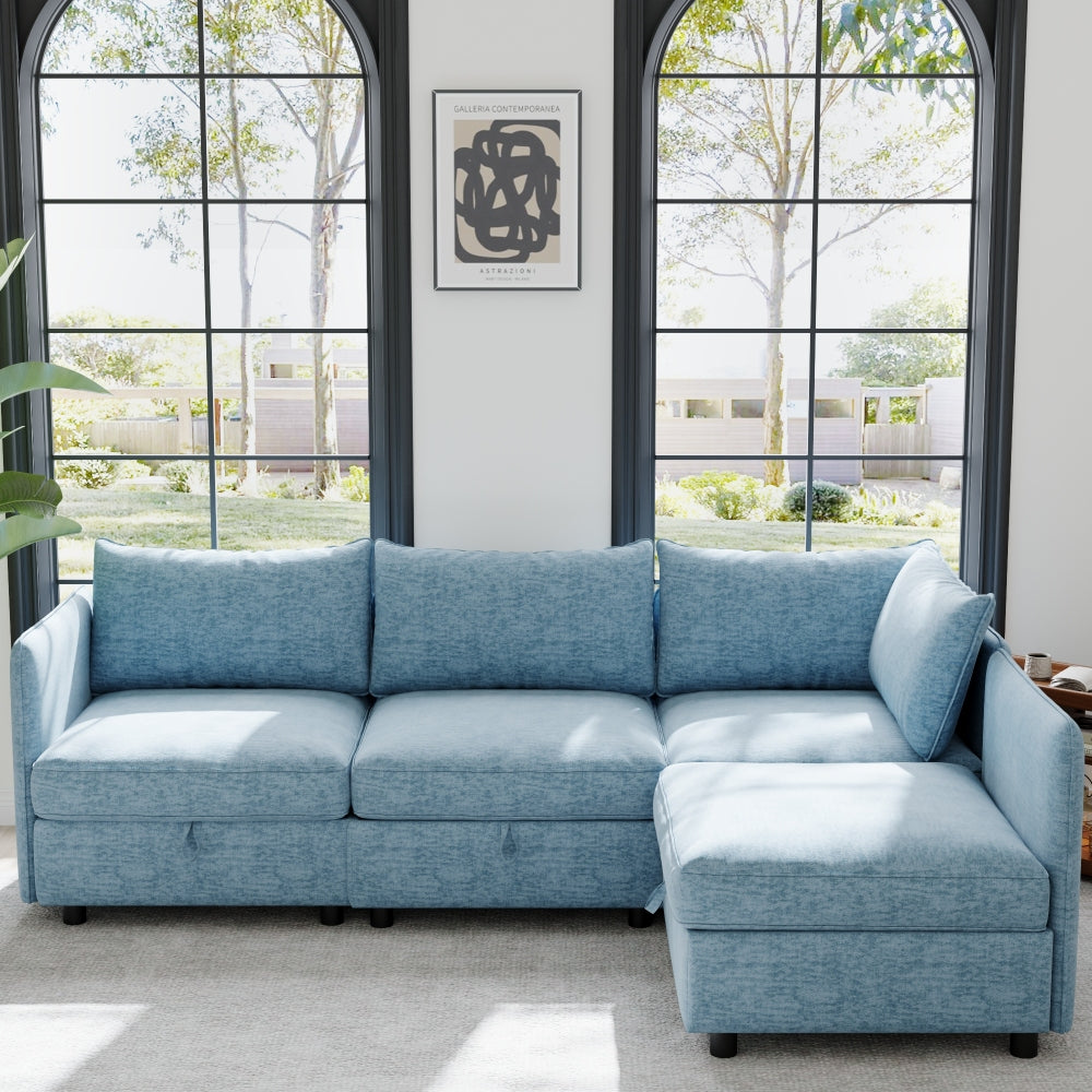 Armless Seat for Modular Sectional Sofa, Convertible Sofa Seat With Storage, Sleeper Sectional Sofa Set, Fabric Flexible Modular Combinations for Living Room(2PCS)