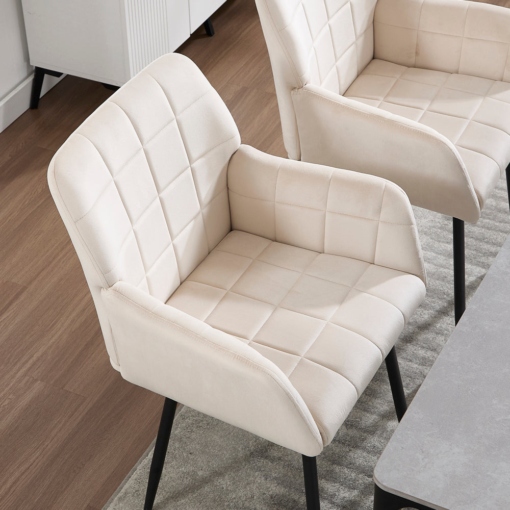 Dining Chairs Set of 2, Upholstered Kitchen Chairs with Comfortable Seat, velvet Dining Chairs with Armrests, Easy to Assemble and Clean, for Dining Room, Kitchen, Living Room,Black