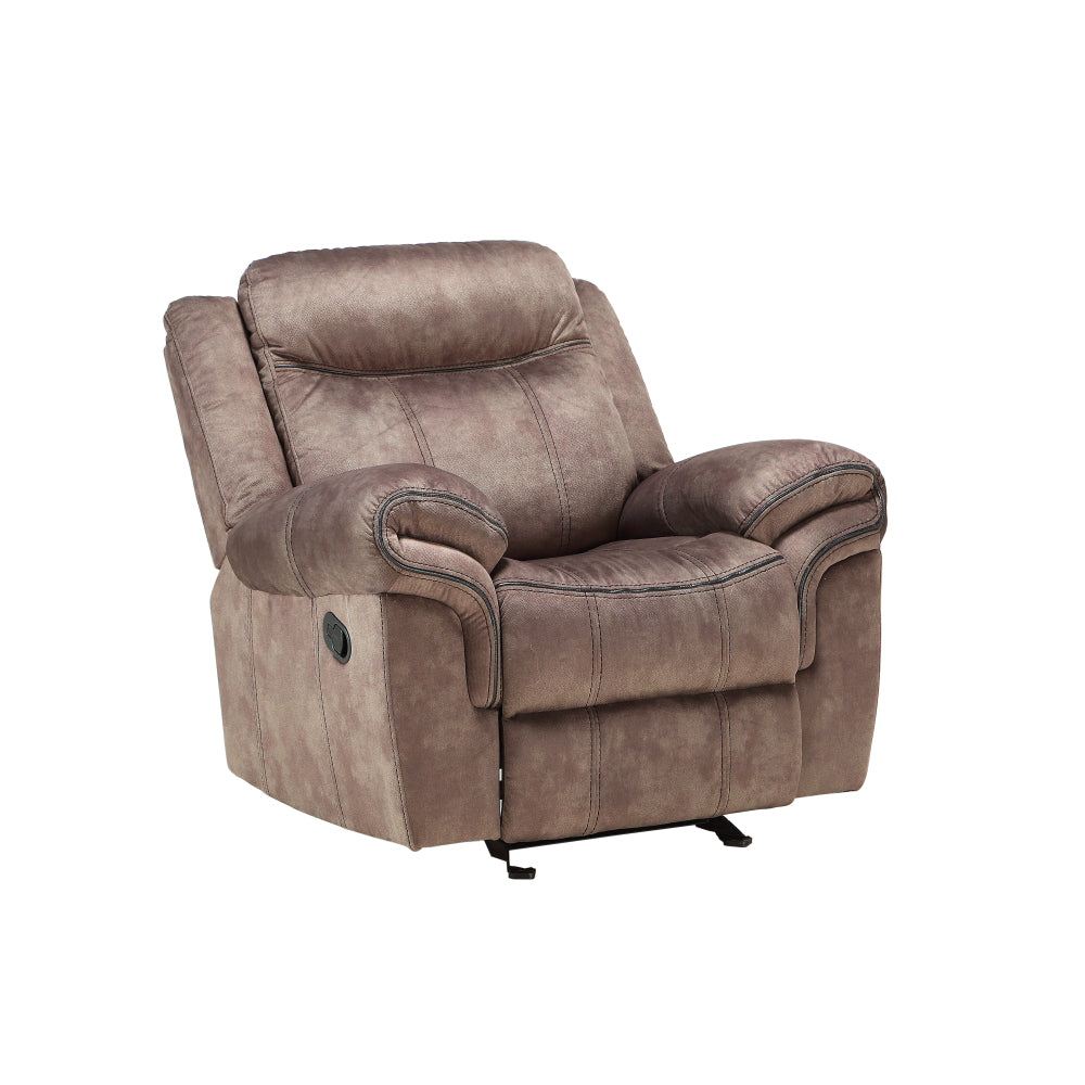 Zubaida Two Tone Chocolate Velvet Recliner Loveseat w/USB Port & Console