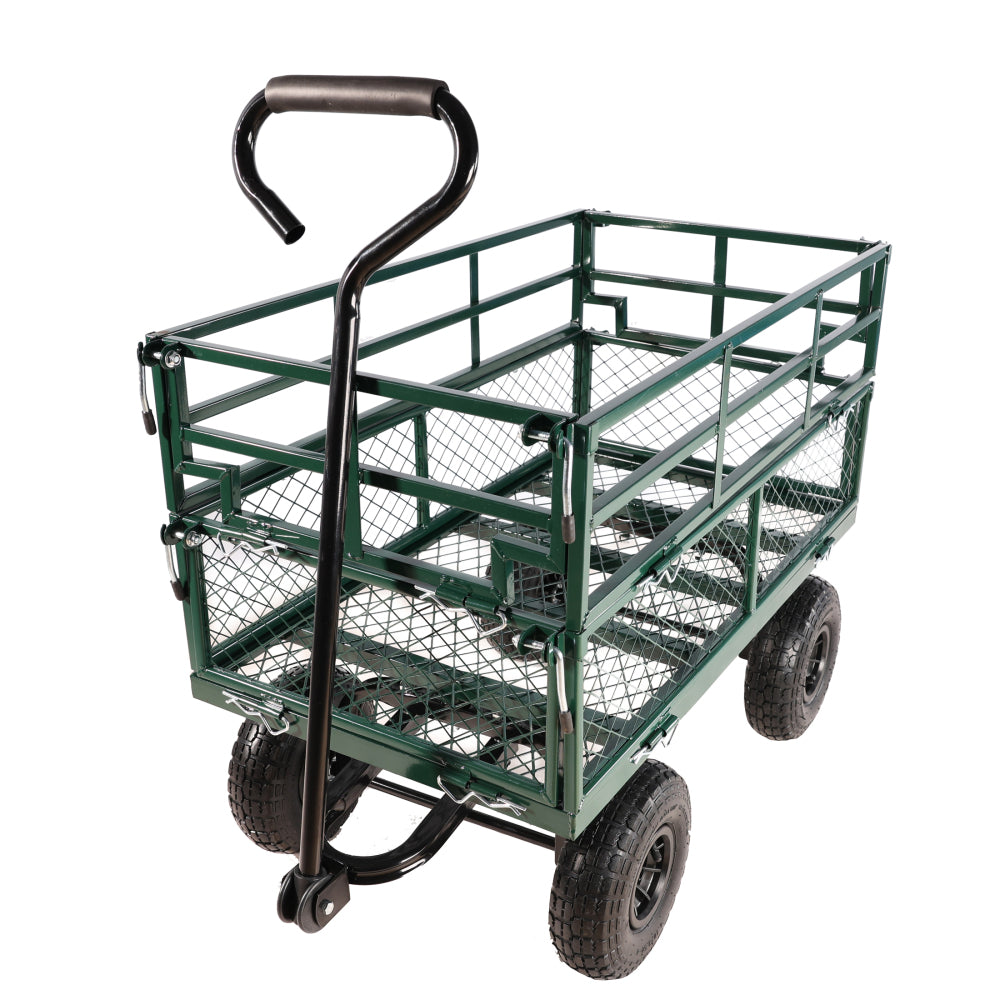 (Black double fence utility cart) Wagon Cart Garden cart trucks make it easier to transport firewood