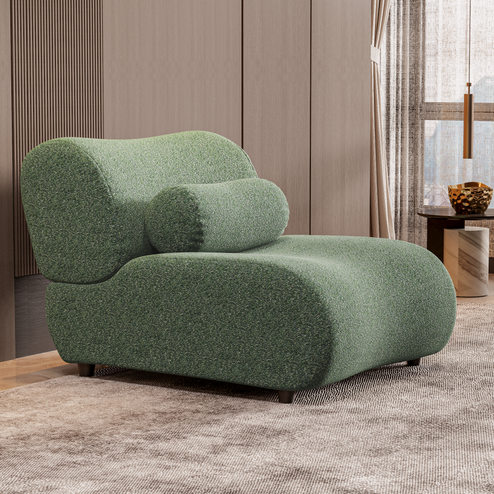 Contemporary Green Modular Sofa with Plush Chenille Upholstery - 3-Seat Sectional with Deep Seating & Soft Backrest - Perfect for Living Room Decor