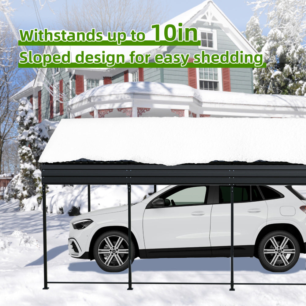 12X20 FT Metal Carport, Outdoor Car Shelter All Weather, Heavy Duty Outdoor Galvanized Car Shelter for Car Boat Truck and SUVs Black