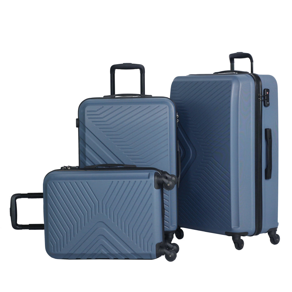 3 Piece Luggage Sets ABS Lightweight Suitcase with Two Hooks, Spinner Wheels, TSA Lock, (20/24/28), Yellow