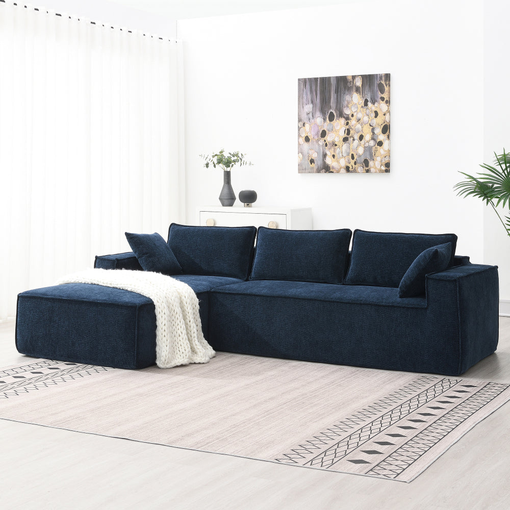 109*68" Modular Sectional Living Room Sofa Set, Modern Minimalist Style Couch, Upholstered Compressed Sofa for Living Room, Bedroom, Salon, 2 PC Free Combination, L-Shape, Cream