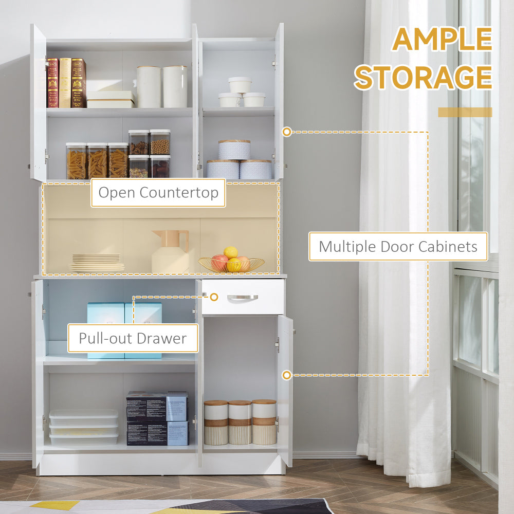 HomCom 71" Modern Freestanding Kitchen Buffet Hutch With Server and Storage