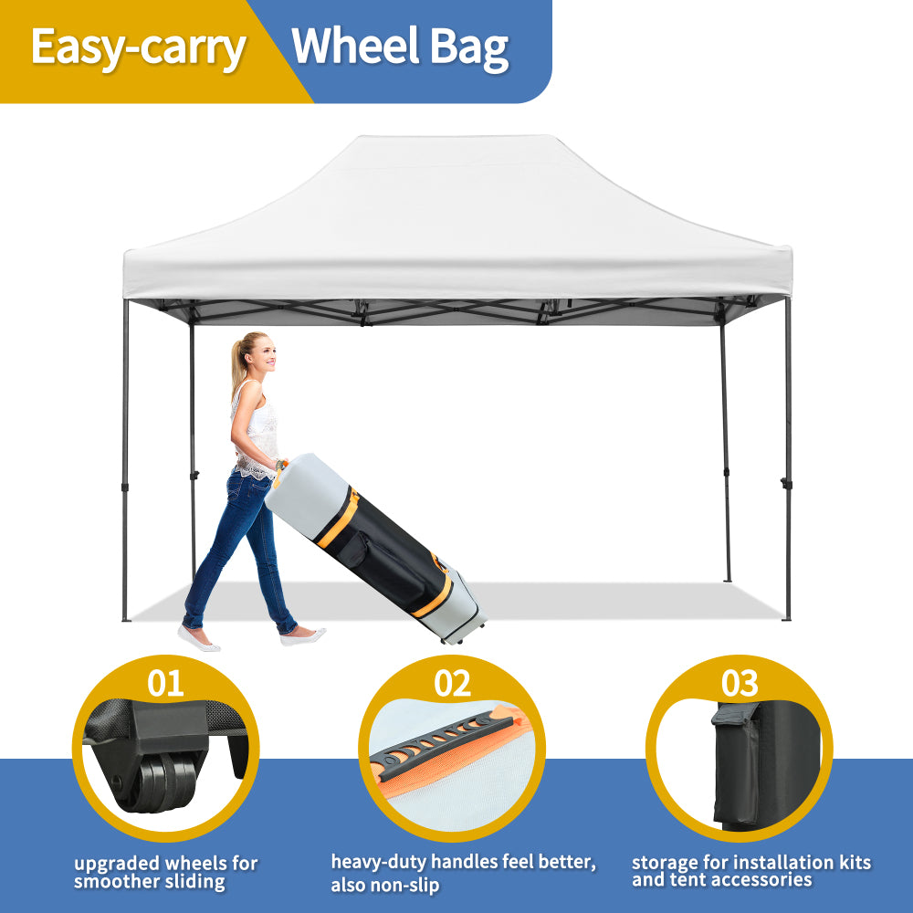 TREXM 10x15 Pop Up Canopy Tent, Heavy Duty Party Tent with 4 Sidewalls UV Waterproof Protection, 3 Height Adjustable Outdoor Canopy Tent for Weddings, Events, and Backyard Gatherings, White