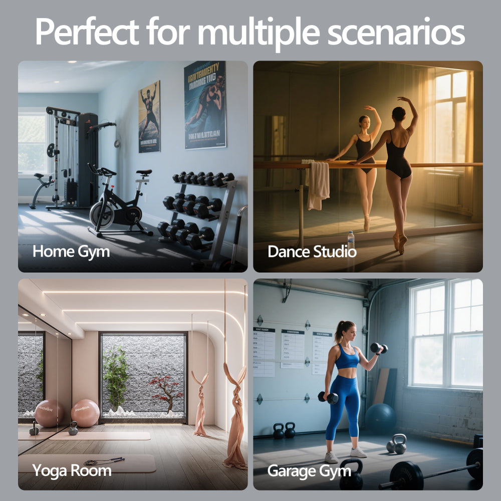 63x24 Inch 2-Pack Modern Home Gym Mirror, Wall-Mounted, Framed, Silver