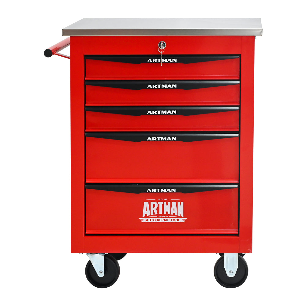 6 Drawers Multifunctional Tool Cart with Wheels,Metal Rolling Tool Cart Storage for Garage Workshop Warehouse Repair Shop--With Stainless Steel Roof- BLACK&BLUE
