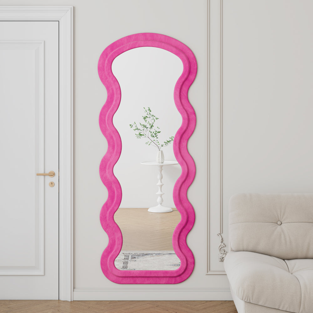 Flannel Full Length Wave rose Floor Mirror for Bedroom living room Hanging or Against The Wall