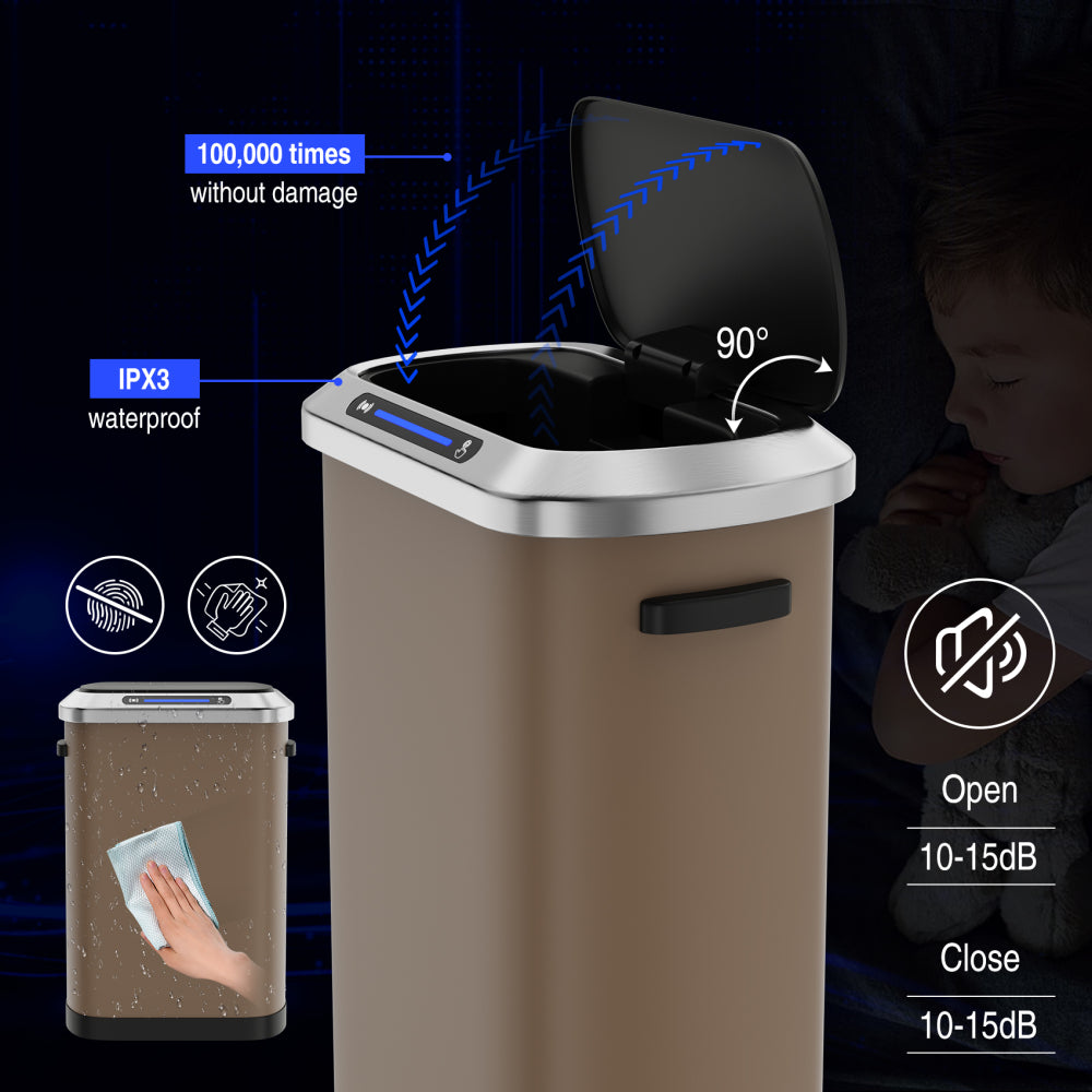 50L Smart automatic Trash Cans - Full Intelligent Sensor - BROWN