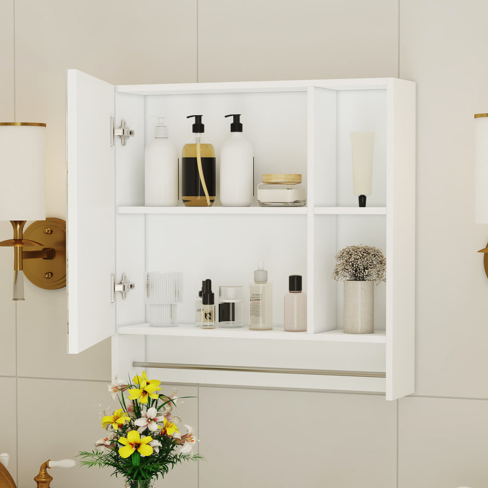 Bathroom Mirror Cabinet Wall Mounted,Medicine Cabinet,Over The Toilet Storage Cabinet with Shelves and Towel Rack