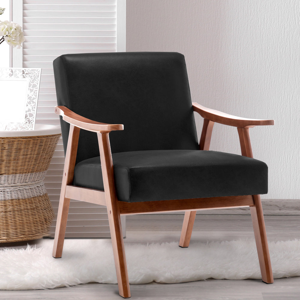 Mid-Century Modern Chair, Living Room Chair with Solid Wood Frame, Accent Chair Extra-Thick Backrest, Wingback Chair for Bedroom, Reading Room, Living Room, Lounge Chair Indoor