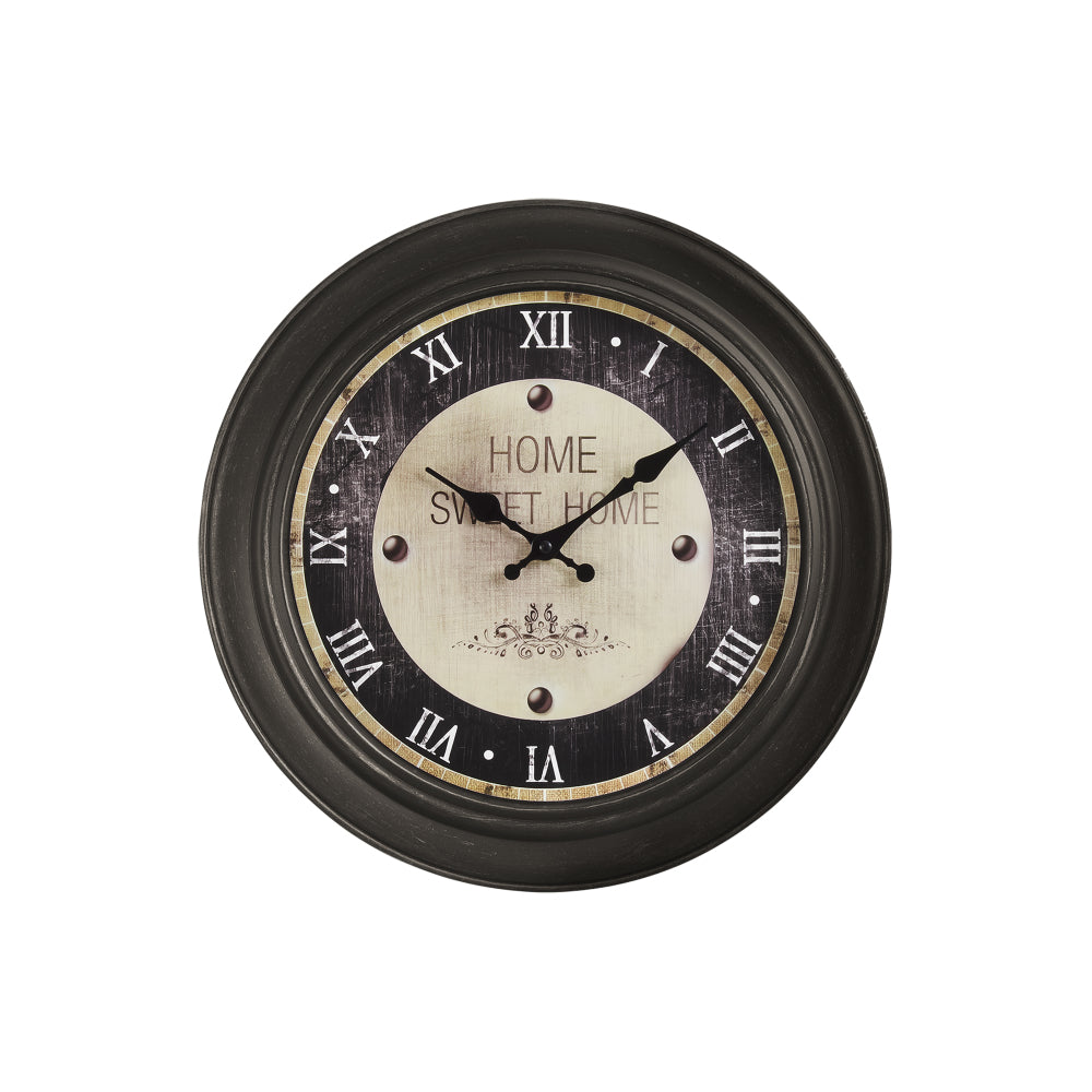 Clocks, 16" Round, Wall Clock, Antique Brown, Transitional