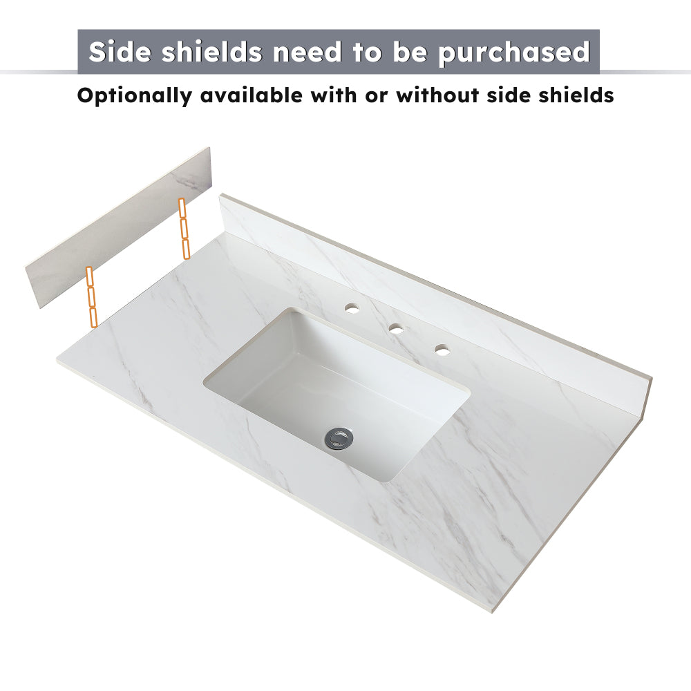22 Inch Sidesplash , Bathroom Vanity Top with Backsplash ,4" Height Backsplash, for Vanity Top, Bianco Carrara Venato