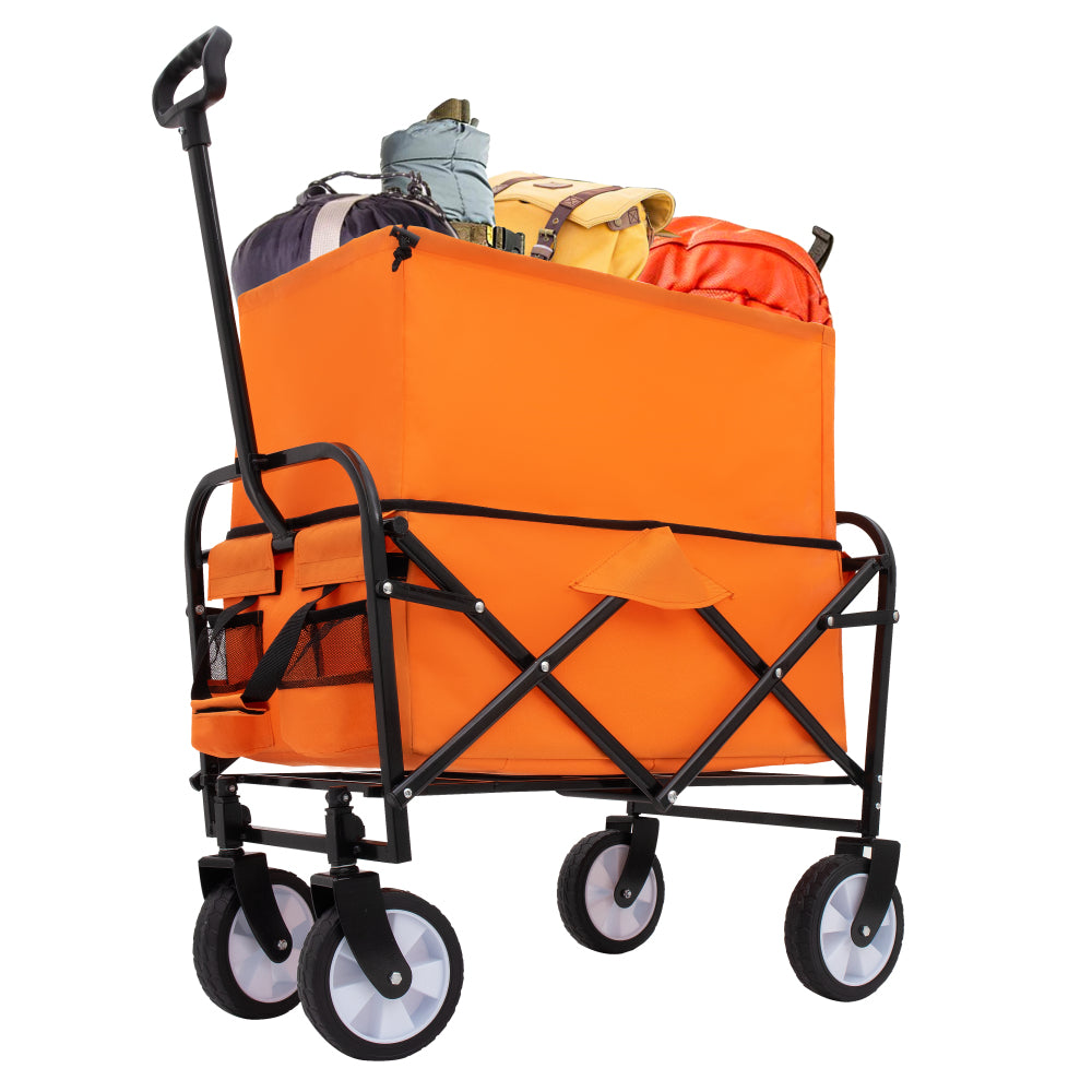 Minimeetall Extention ExCollapsible Foldable Wagon Cart Beach Wagon Heavy Duty Utility Cart Utility Wagon Grocery Cart for for Camping Shopping Sports Gardeing Fishing Supports 225lbs Black