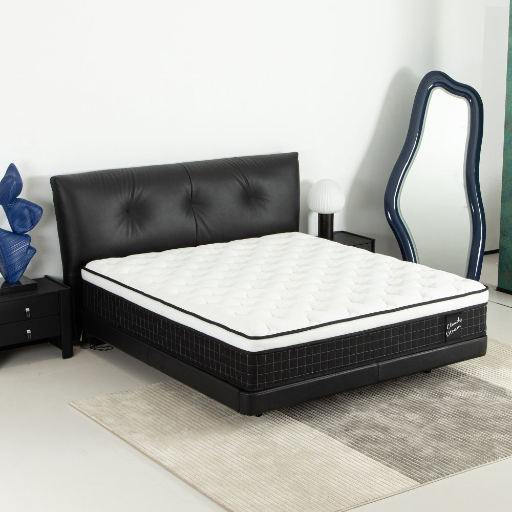 QUEEN Size 12 Inch Hybrid Mattress Individual Pocket Spring 7-Zoned Memory Foam Knitted Cover CertiPUR-US White