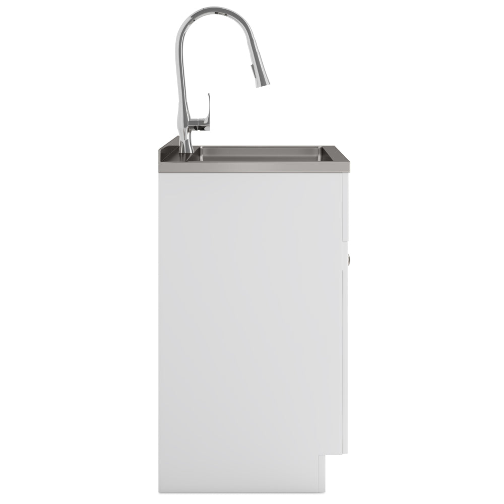Beckham - 28" Laundry Cabinet with Faucet and Stainless Steel Sink - White