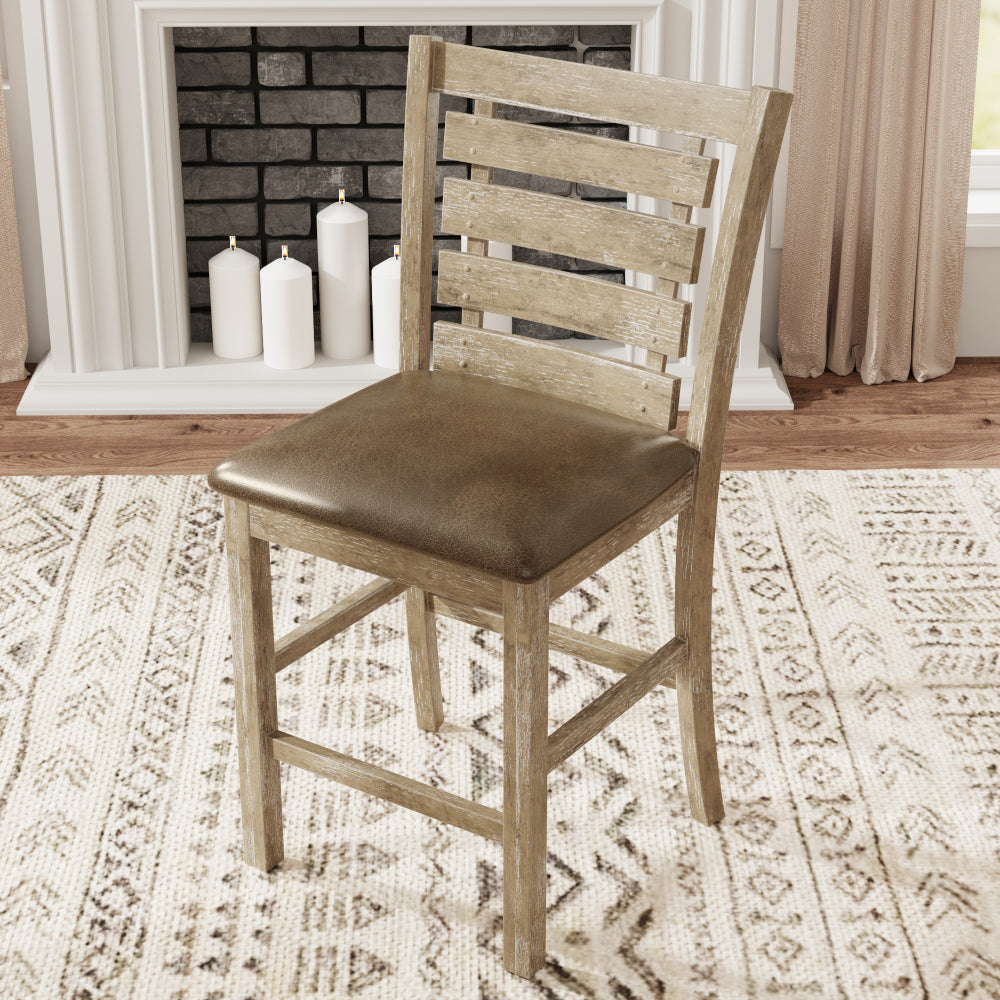 5pcs set Counter Table Set Square Counter Table Solid Wood Modern Farmhouse Rustic Look Distressed Look