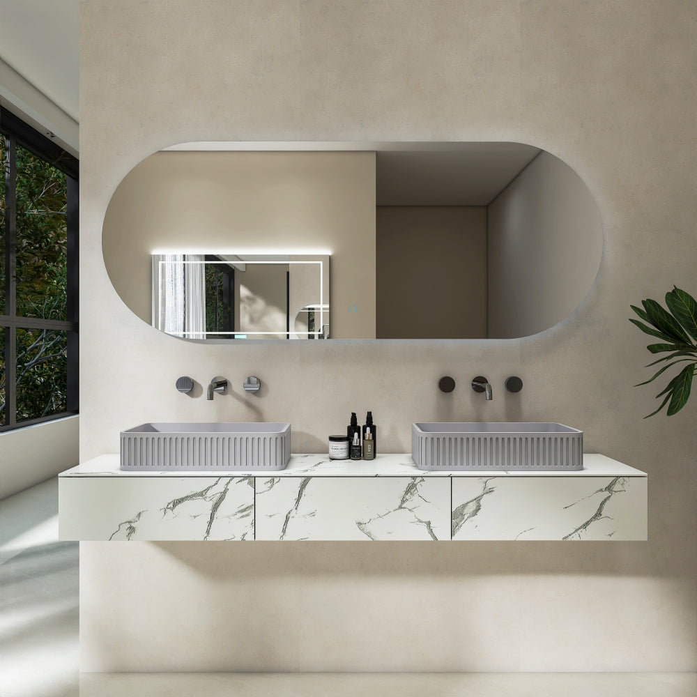 20.5'' Concrete Vessel Rectangular Modern Gray Bathroom Sink