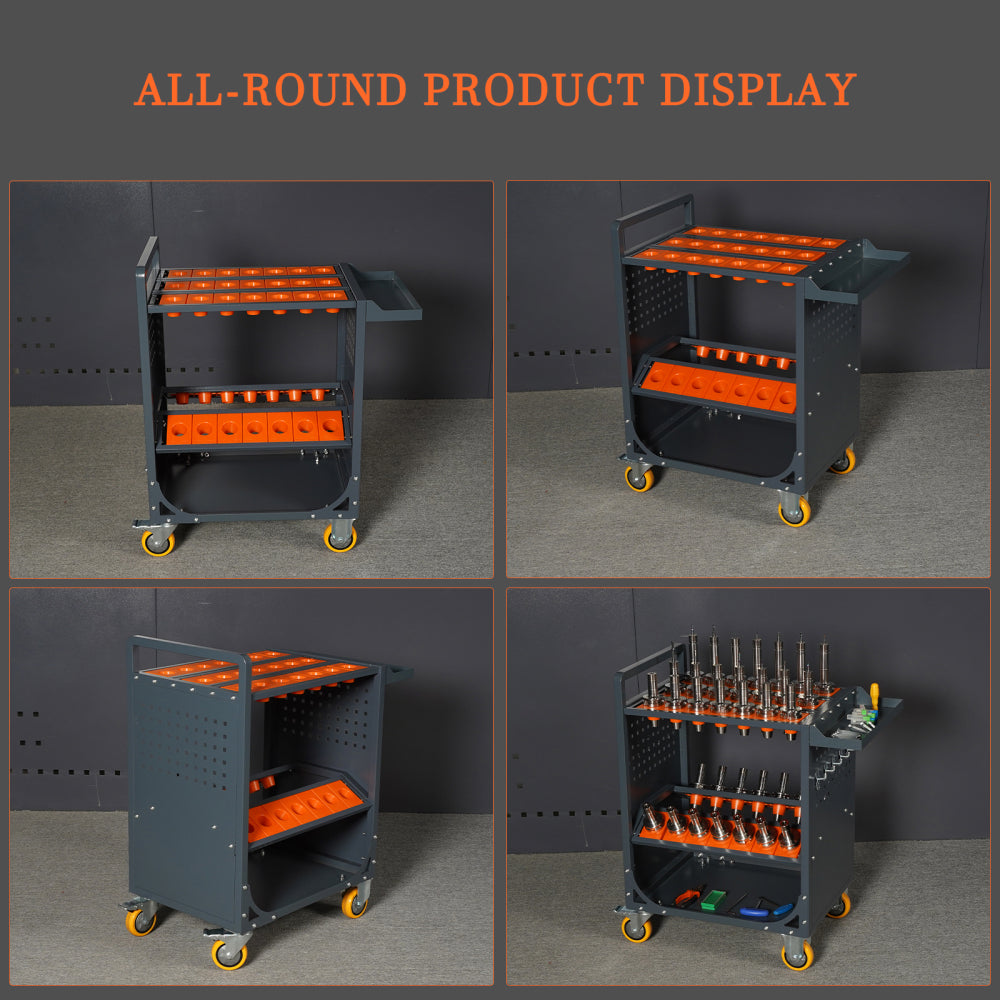 grey Tool Cart CNC Tool Cart CAT40 tool trolley BT40 cnc tool holder cart CNC machine tool service cart (CAT40 35 Capacity)