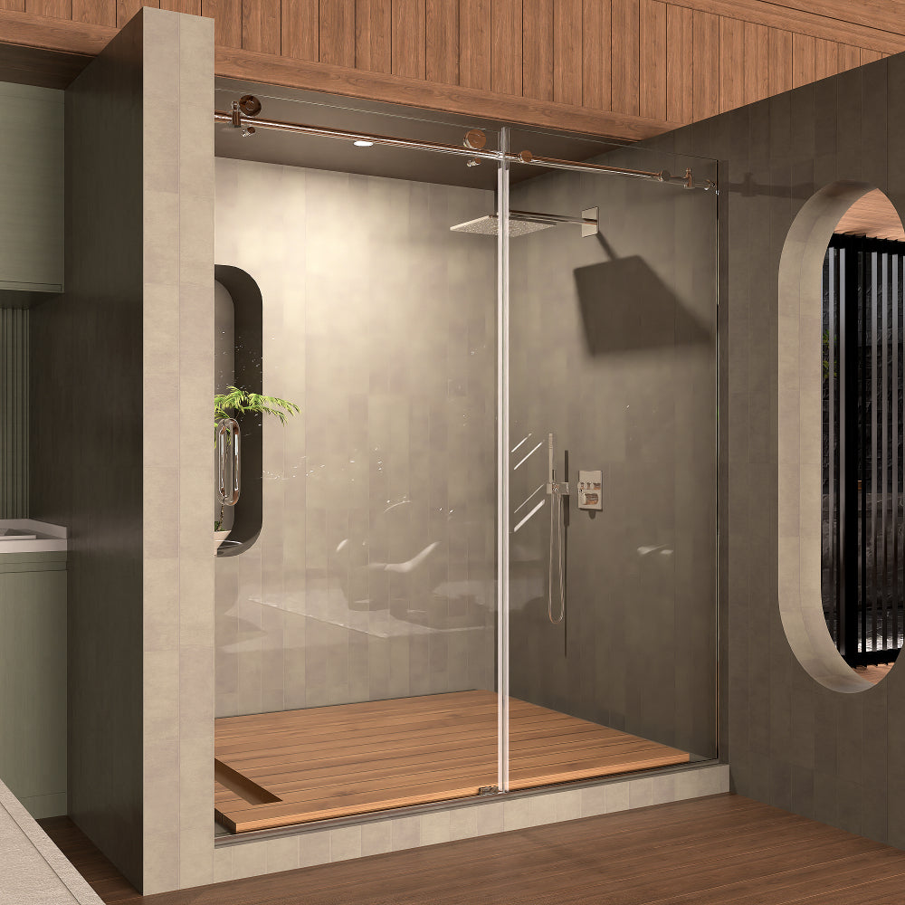 58-60" W x 60" H Frameless Sliding Bathtub Door, Tub Shower Door, Bathtub Glass Door, Bathtub Shower Door, 1/4" (6mm) Certified Clear Tempered Glass, Chrome