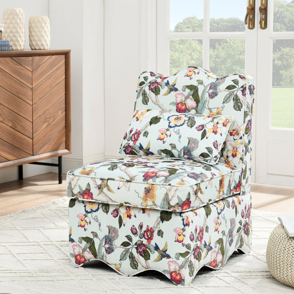Flannel single dining chair with soft seat cushion and backrest, no armrests, matching pillow can be used as waist cushion, this dining chair can be used in the living room - GREEN