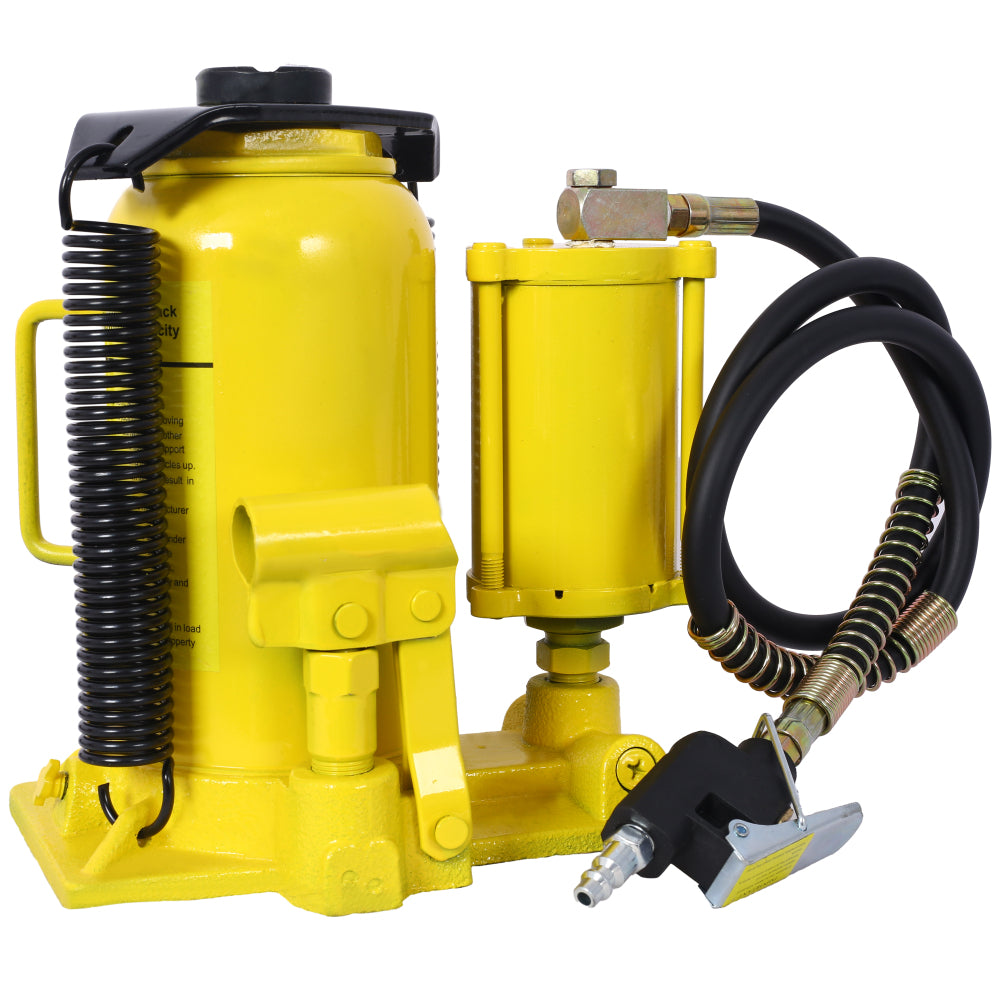 Air Hydraulic Bottle Jack, 20 Ton/44029 LBS All Welded Bottle Jack, 10.2-19.7 inch Lifting Range, Manual Handle and Air Pump, for Car, Pickup, Truck, RV, Auto Repair, Industrial Engineering ,Yellow