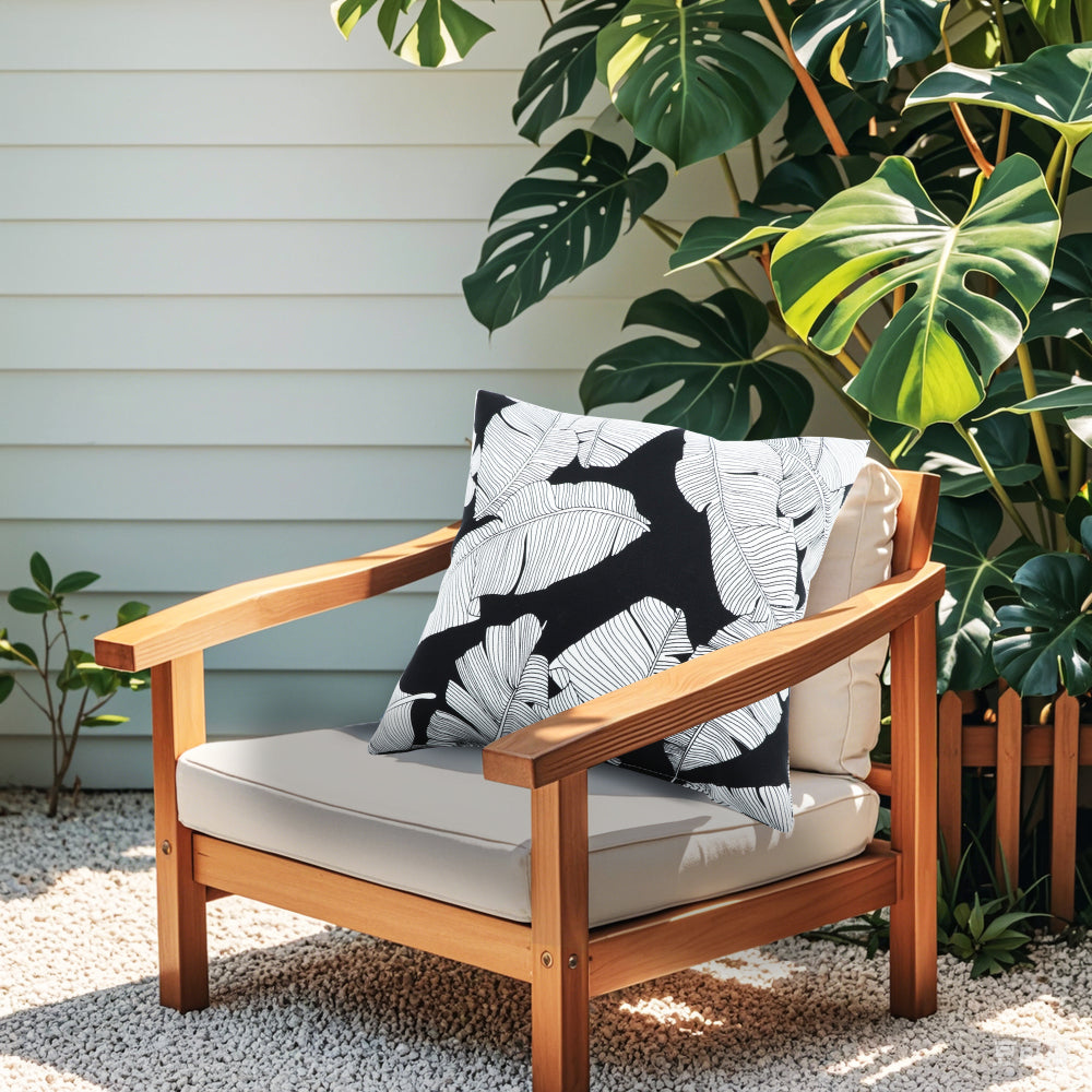 2 Pack Outdoor Throw Pillows, Waterproof & Fade-Resistant Patio Cushions for Garden, Porch, Poolside Furniture - Soft & Comfortable Decorative Pillow Covers (18x18 Inch,Black Leaf )