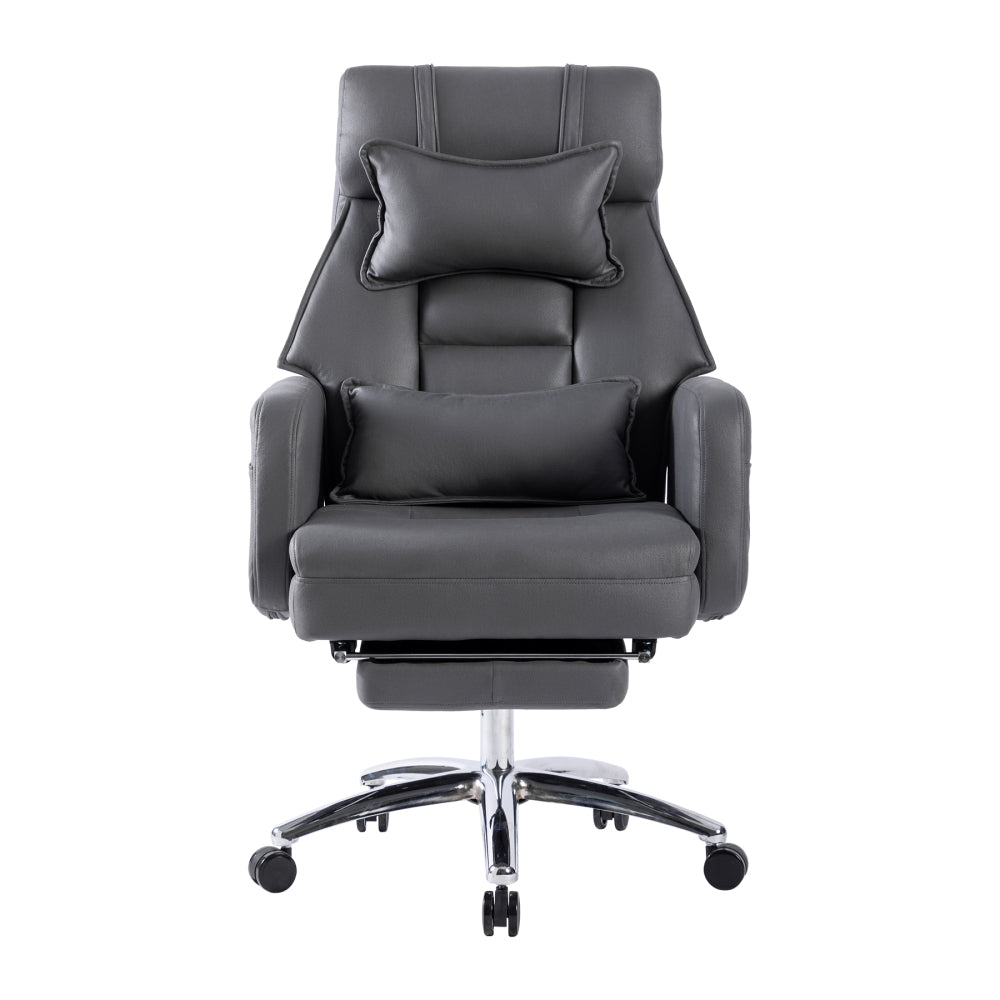 Swivel Ergonomic Office Chair, Technology Leather High Back Office Chair with Lumbar Support Headrest, Sedentary Comfortable Boss Chair, 155° Reclining Computer Chair (Color : DARK GREY)