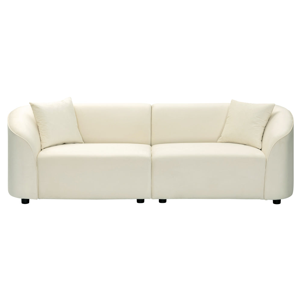 87" Curved Contemporary Sofa in Off-White: Plush Seating, Streamlined Design, and Durable Frame – Ideal for Stylish Living Spaces