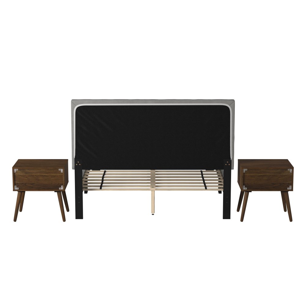 Coyote King Bed W/Carroll Grey w/Two End Table (3A Packing)