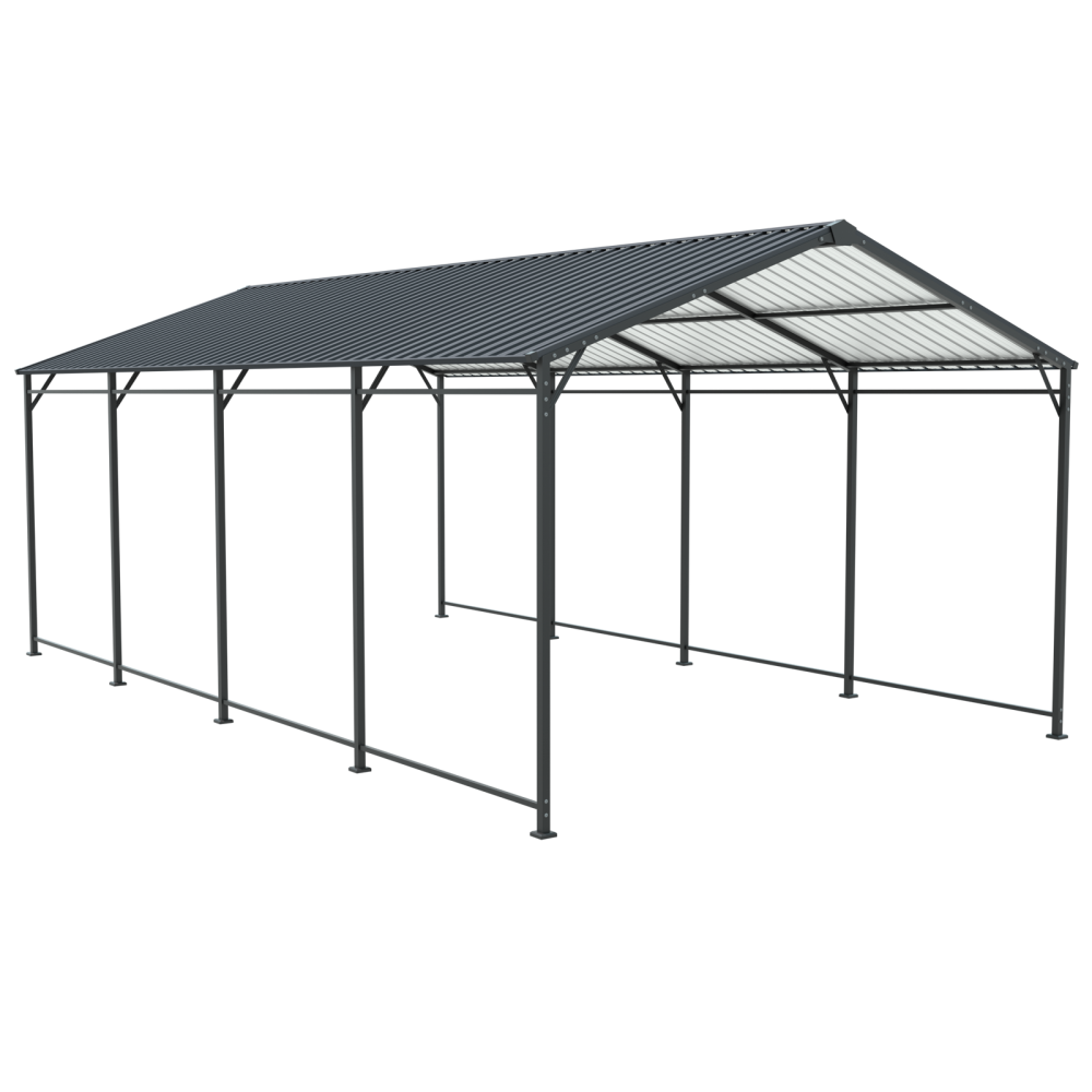12*21 FT Carport, Heavy Duty Carport with Galvanized Steel Roof and Frame, Metal Carport Large Garage for Cars, Trucks, Boats & Tractors