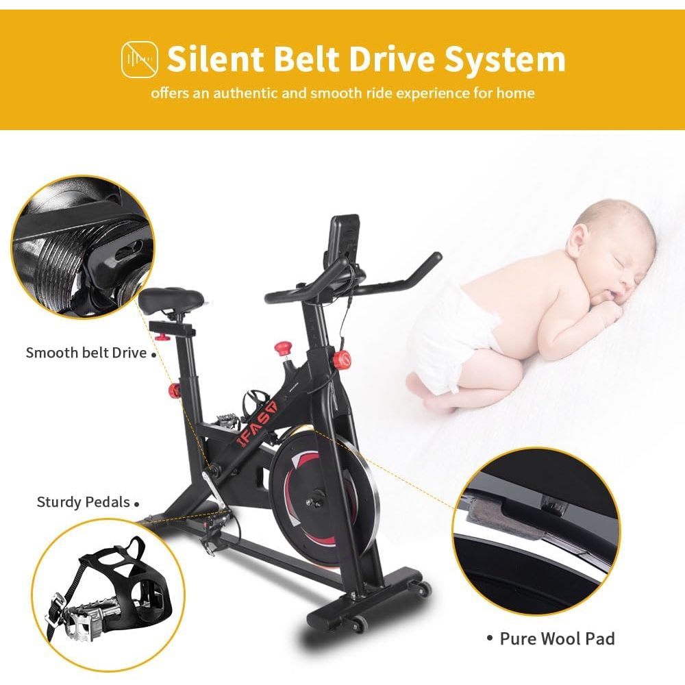 Black Stationary Bikes for Home Spin Indoor Exercise Bike with LCD Monitor and Comfortable Seat Cushion for Home Gym Cardio Fitness Training