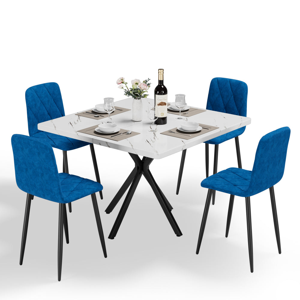 Dining Chairs Set of 4, Modern Kitchen Dining Room Chairs, Velvet Dining Chair Upholstered Cushion Seat and Sturdy Metal Legs