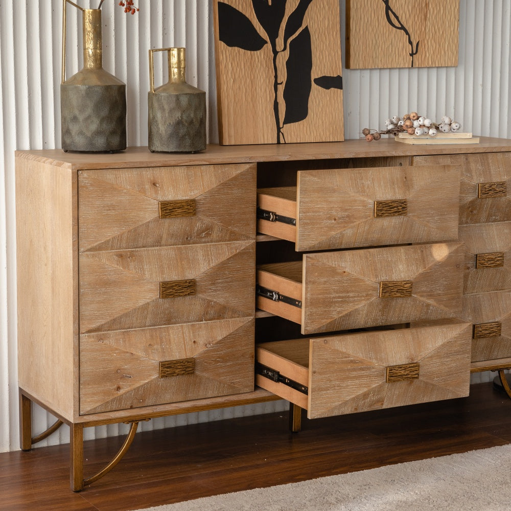 9 Drawers Dresser, Modern Dressers & Chests of Drawers, TV Stand,Light Wood Dresser for Bedroom,Living Room,Hallway