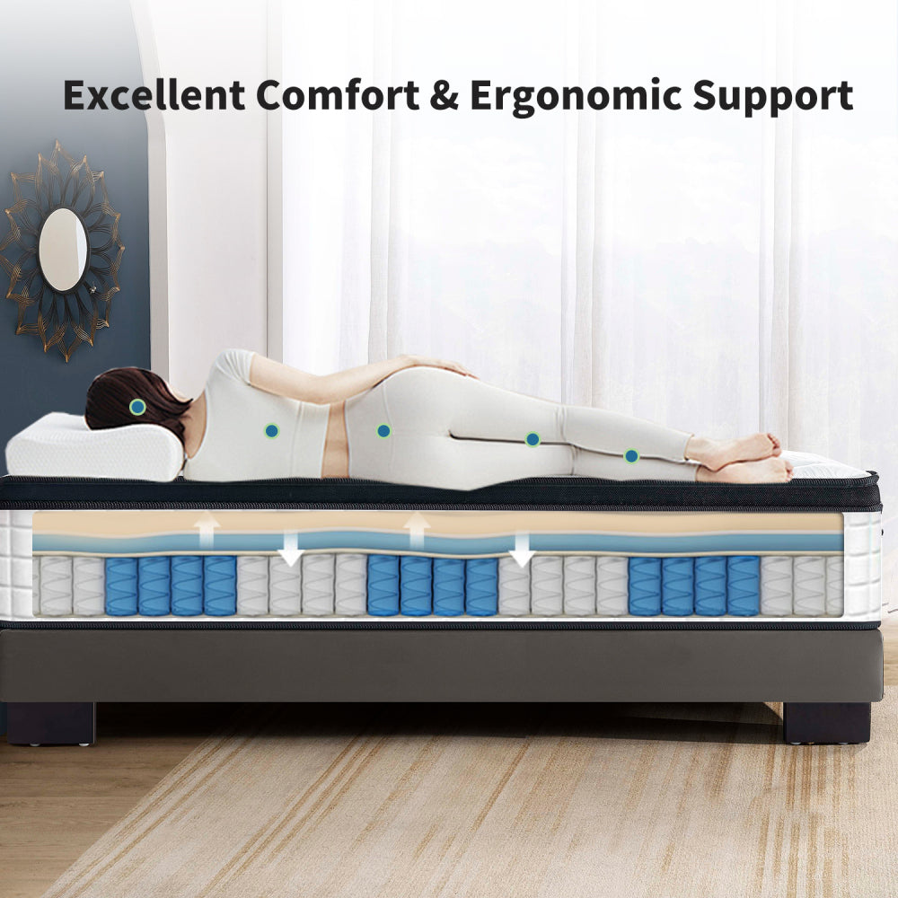 King Size 12 Inch Medium Plush Individual Pocket Spring CertiPUR -US Memory Foam Hybrid Mattress