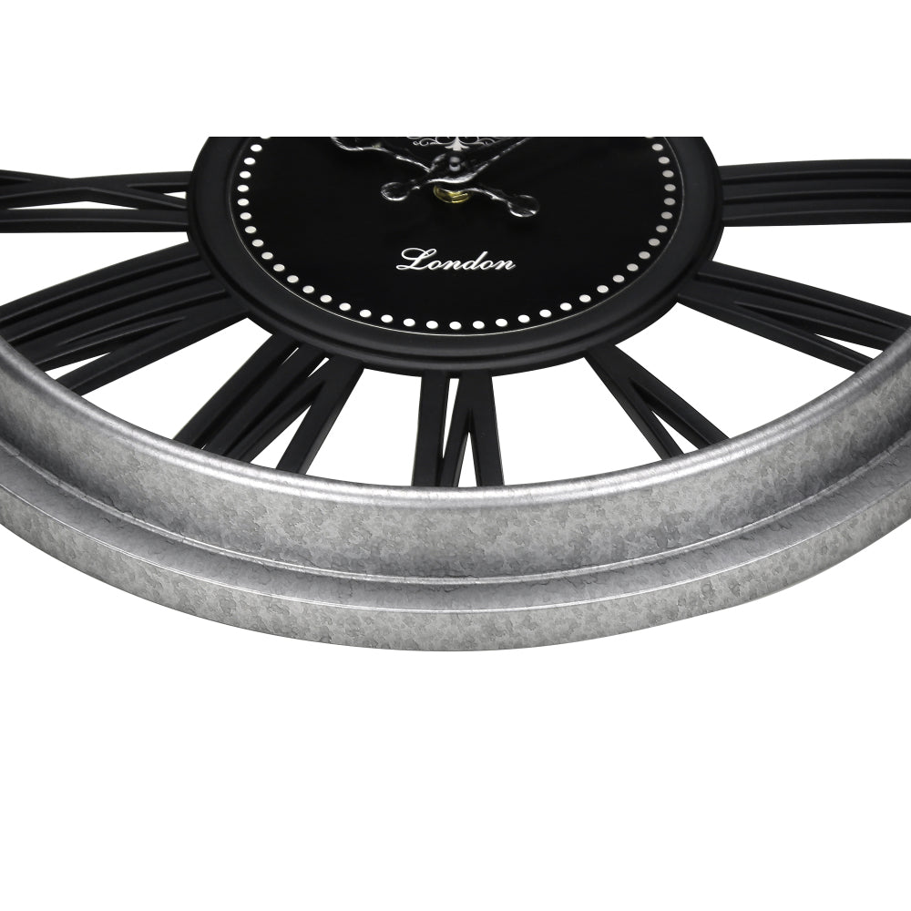 Clocks, 16" Round, Wall Clock, Silver, Black, Transitional