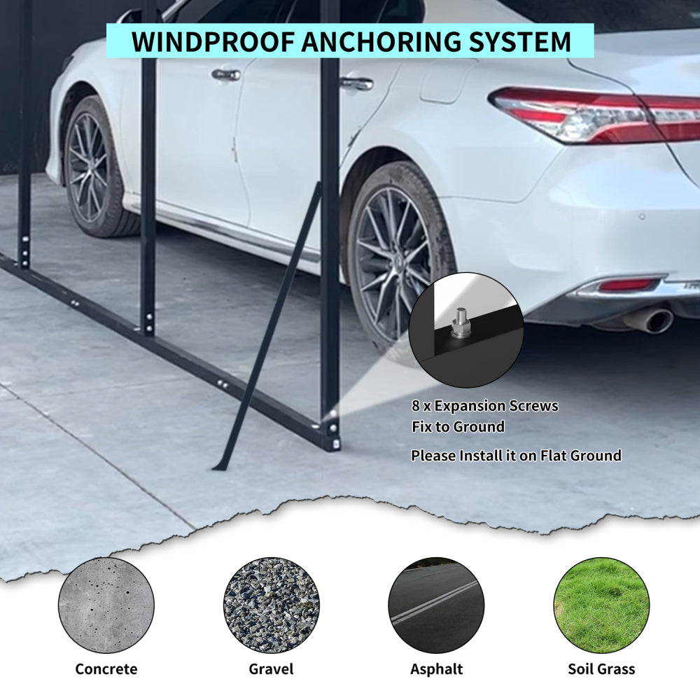 20x20FT Metal Carport Heavy Duty with Galvanized Steel Roof, Outdoor Garage Car Shelter Shade for 2 Cars, Boats and Truck