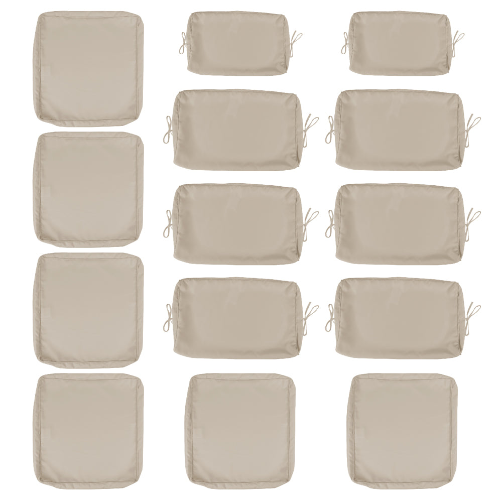 Cushion Covers for 7 Pcs (6-Seaters) Wicker Rattan Sectional Sofa, 14Pack Cushion Slipcovers Set Seat and Back,Outdoor Cushion Slipcover with Zipper, (Only Cover) Grey