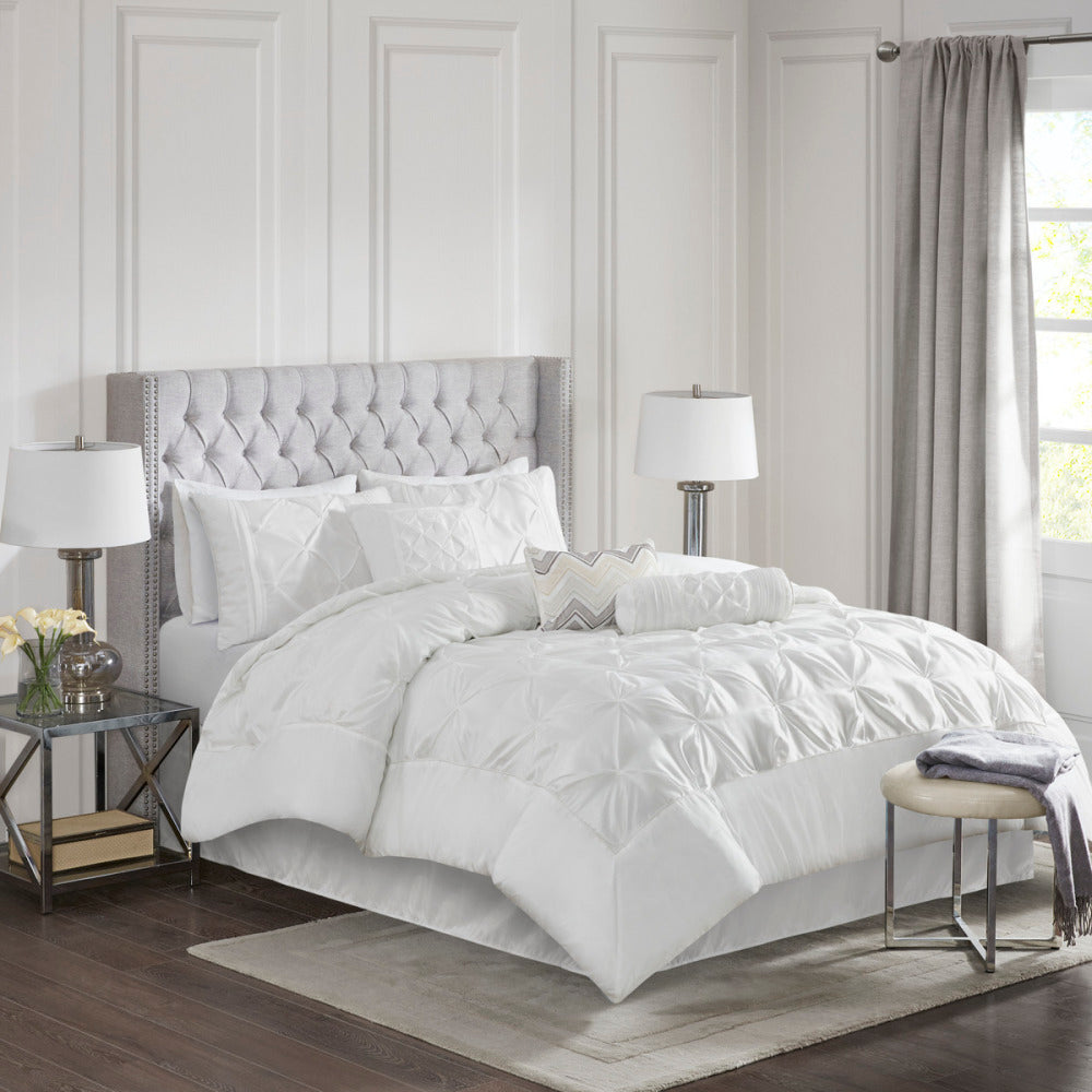 7 Piece Tufted Comforter Set Taupe King