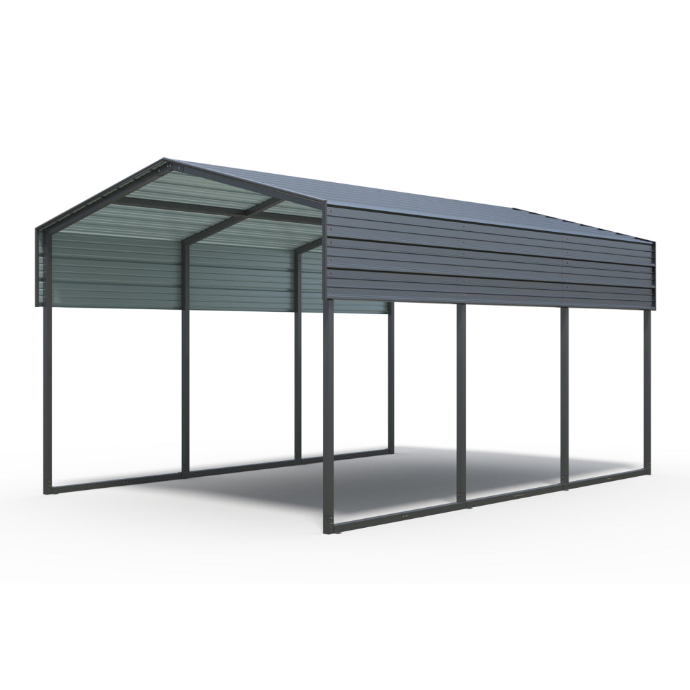 Outdoor Carport, 10 X 15 FT Carport, Heavy Duty Carport Canopy with Galvanized Steel Roof and Frame, Metal Carport Large Garage for Driveway Car, Truck ,302 ibs