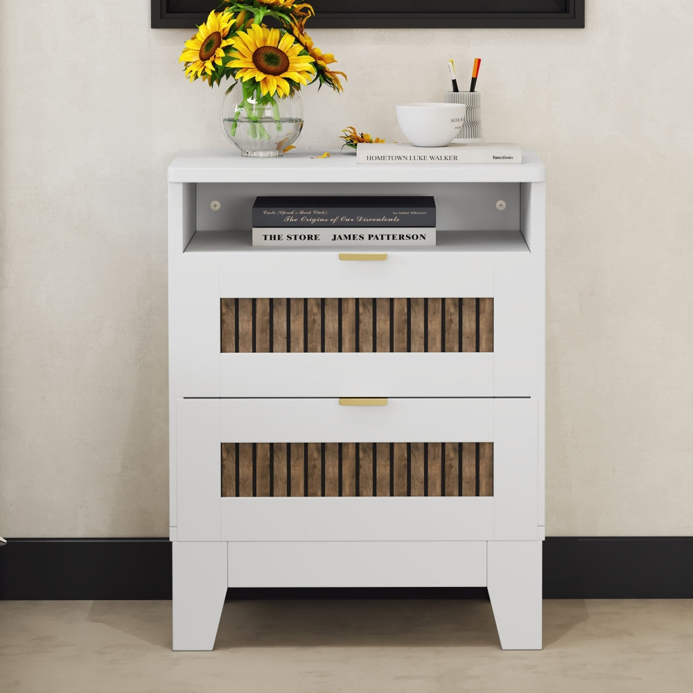 Rustic Farmhouse Style Wooden Dresser with 6 Drawers, Storage Cabinet for Bedroom with Metal Handles, White