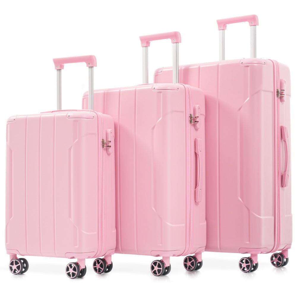 Luggage Sets 3 Piece, Hard shell ABS Lightweight Durable Suitcases with Double Spinner Wheels 20/24/28 Inch (Green)