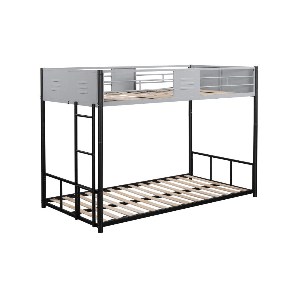 Metal Twin over Twin Bunk Bed with Vent Board/ Heavy-duty Sturdy Metal/ Noise Reduced/ Safety Guardrail/ CPC Certified
