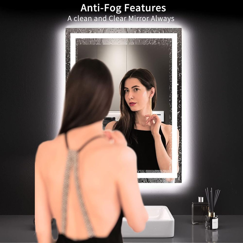 32x24 Inch IP54 Waterproof Bathroom Vanity Mirror - Anti-Fog LED, Front/Backlit, Touch Control, High Lumen LED with CRI 95 Mirror, Infinitely Dimmable, Adjustable 3000K/4500K/6000K Color Temperatures