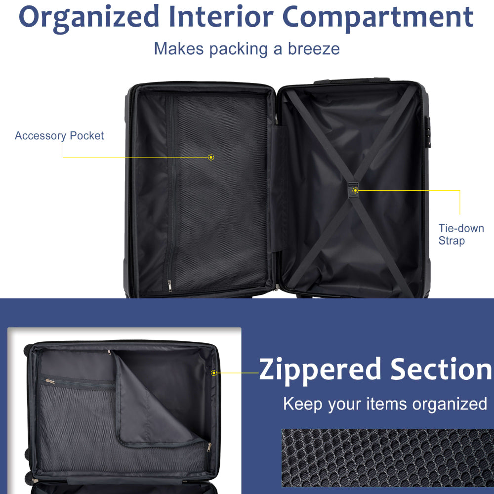 Hardshell Luggage, Lightweight Durable ABS Suitcases with Double Wheels, Expandable 28-inch Checked Luggage 28" (Blue)