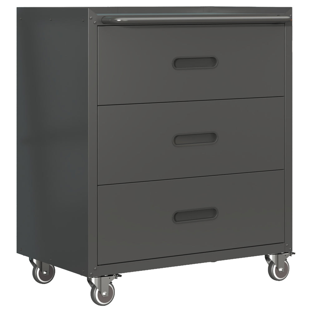 Sturdy and Durable Metal Tool Cabinet for Garage with Wheels - Mobile Heavy-Duty Storage Cabinet with 1 Drawer and 2 Locking Doors, Rolling Tool Storage Cabinet, Black and Gray