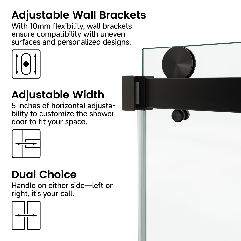 60*72" Frameless Double Sliding Shower Door, Double Shower Door, 3/8″ (10mm) SGCC Tempered Glass, Stainless Steel