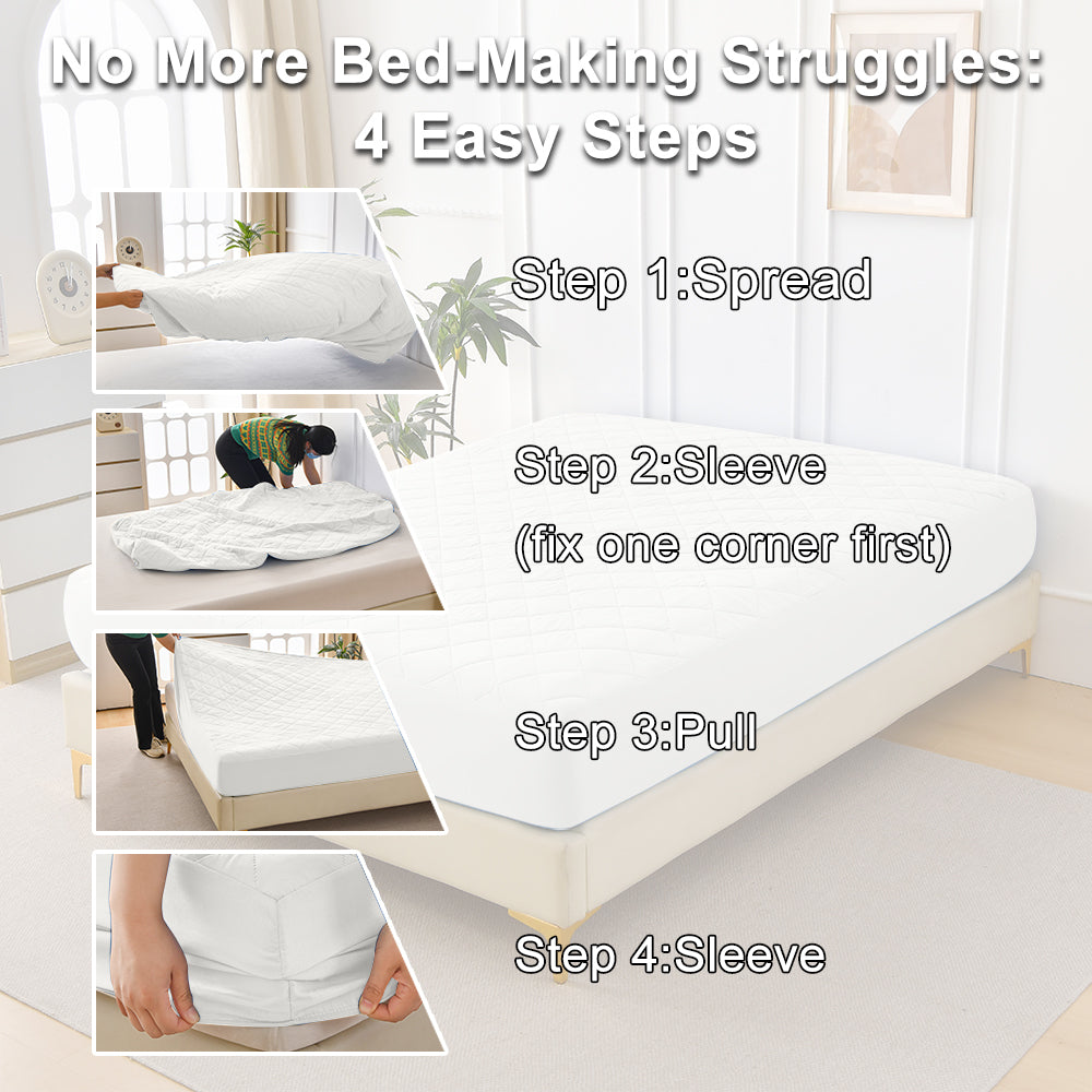 Diamond Grid Ultrasonic Waterproof Mattress Protector White Size T
